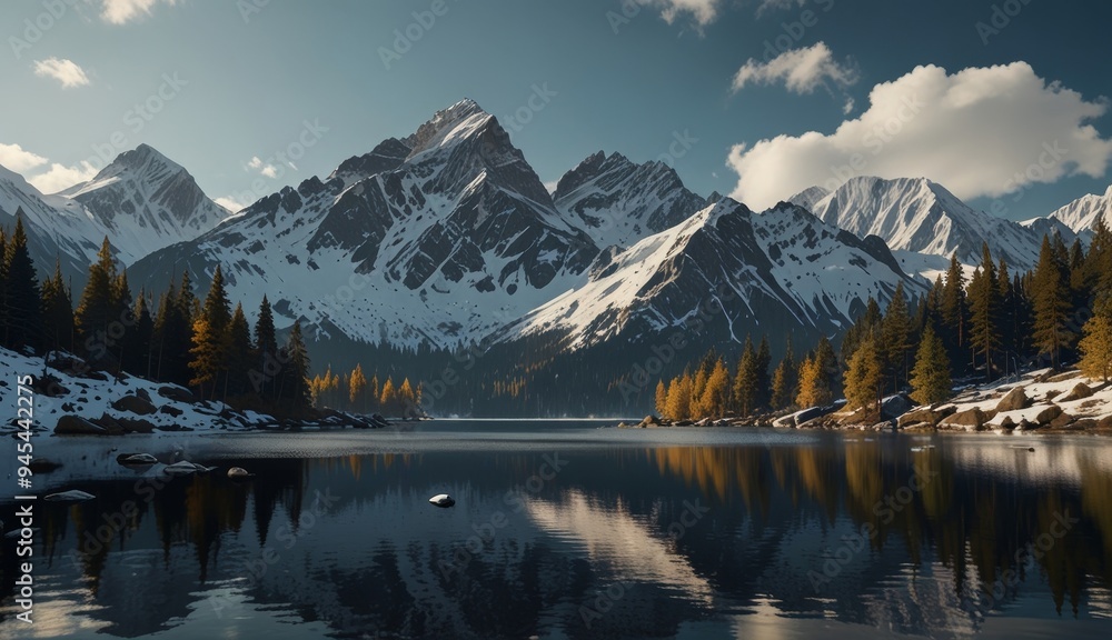 Majestic Snow-Capped Mountains Reflection Majestic Snow-Capped Mountains Reflection