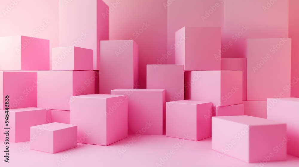 3D pink cubes on a minimal studio backdrop Abstract geometric shape rendering for product display 3D pink cubes on a minimal studio backdrop Abstract geometric shape rendering for product display
