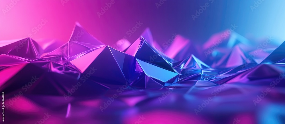 3D rendering of an abstract geometric background featuring purple and blue hues Suitable for advertising technology showroom displays banners gaming sports fashion business and the metaverse Sci Fi 3D rendering of an abstract geometric background featuring purple and blue hues Suitable for advertising technology showroom displays banners gaming sports fashion business and the metaverse Sci Fi