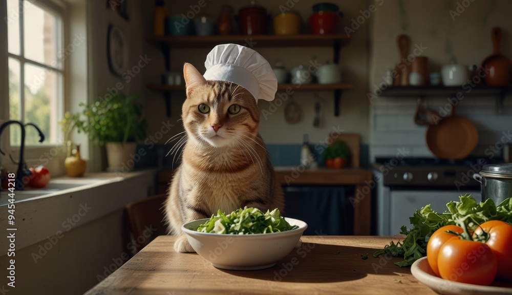 Obraz premium Culinary Cat in Chef Hat
