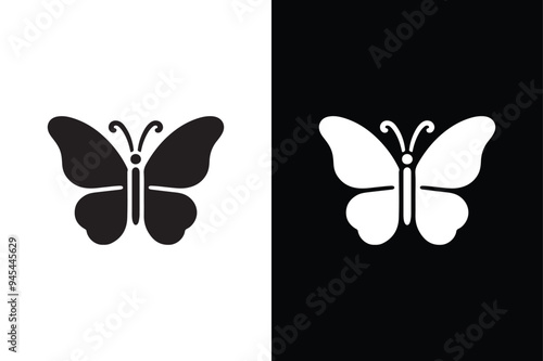 Butterfly vector icon with black and white background