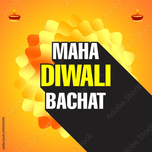 Maha Diwali bachat discount offer advertisement banner, dipawali money-saving offers, and discounts coupens vector design. 