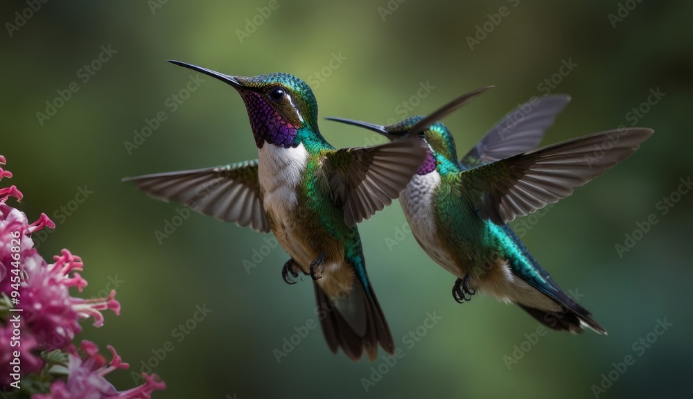 Fototapeta premium Graceful Hummingbirds in Flight