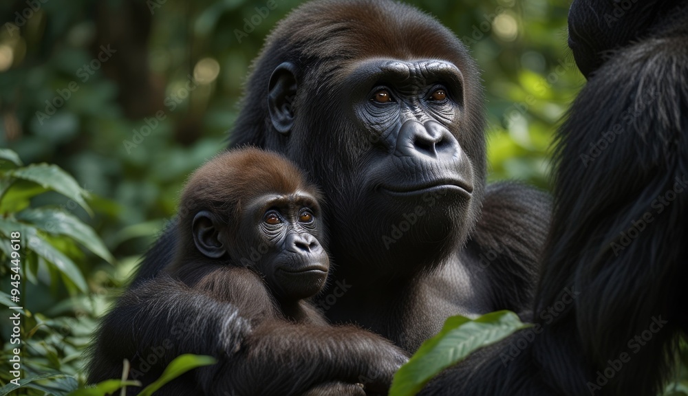 Tender Moment: Mother and Baby Gorillas Tender Moment: Mother and Baby Gorillas