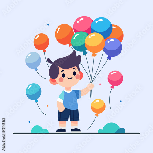 Vector Boy with balloons