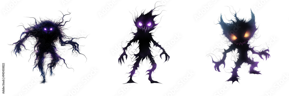 Fototapeta premium Glowing Purple and Blue Shadow Creatures
