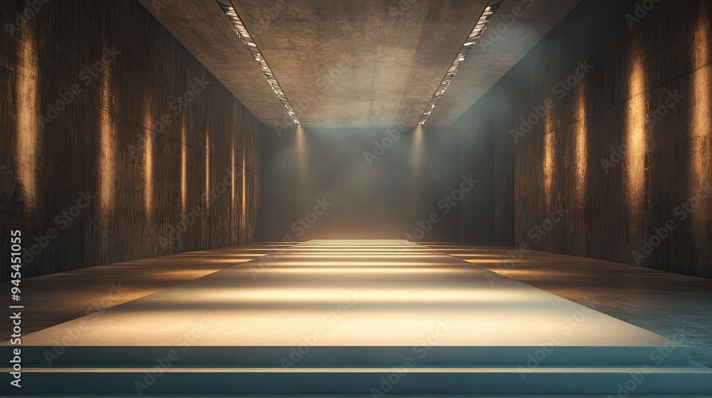 A simple, empty runway in a softly lit setting, creating an intimate mood with space for text. A simple, empty runway in a softly lit setting, creating an intimate mood with space for text.