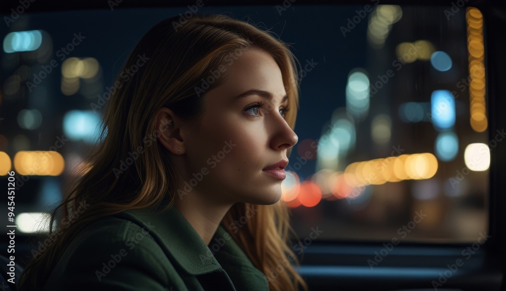 Contemplative Woman in City Lights Contemplative Woman in City Lights