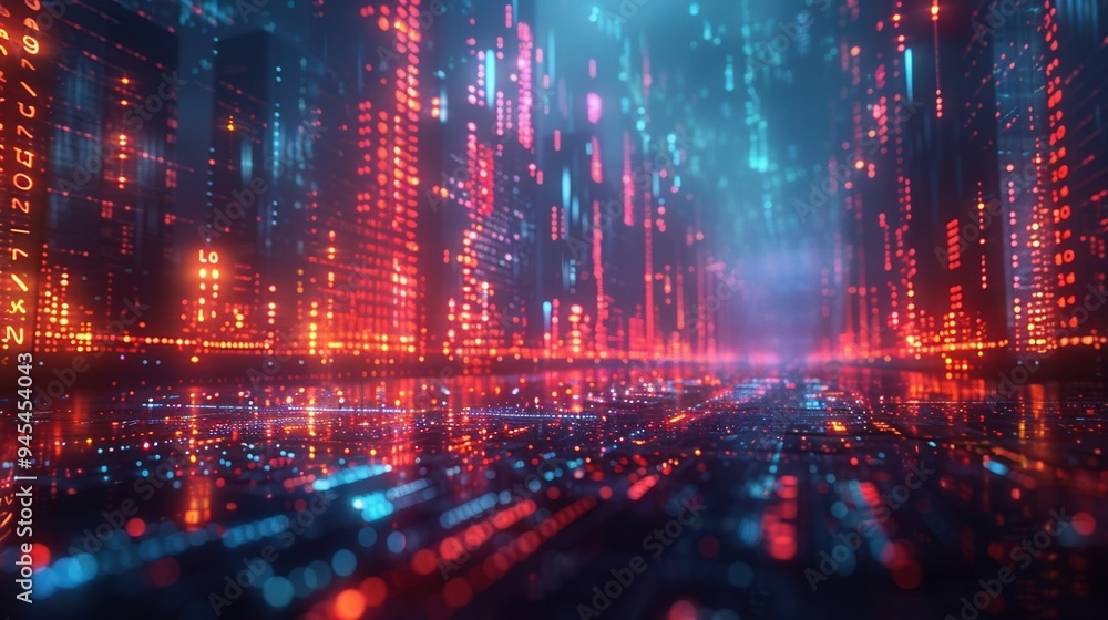 Futuristic digital cityscape with glowing neon lights and abstract technology elements, ideal for themes around data, AI, and cybersecurity. Futuristic digital cityscape with glowing neon lights and abstract technology elements, ideal for themes around data, AI, and cybersecurity.