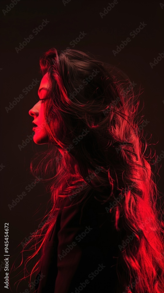Captivating Crimson Enigmatic Portrait of a Striking Woman Captivating Crimson Enigmatic Portrait of a Striking Woman
