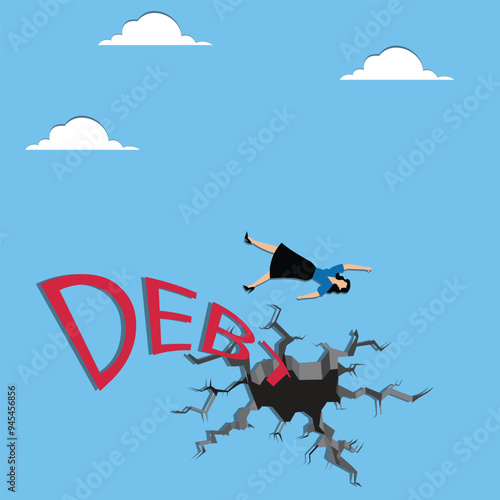 Woman falls from debt, Drop, Economy