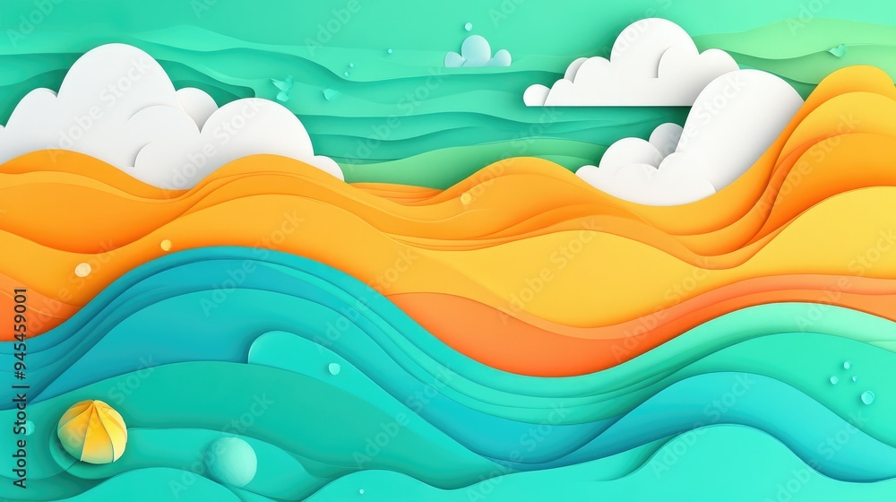 wavy background with paper cut style wavy background with paper cut style
