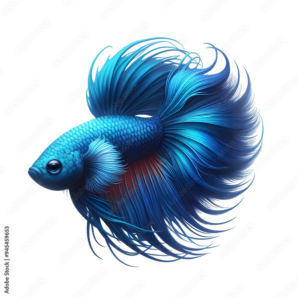 Fototapeta premium A Electra Blue Acara swimming on white background 3