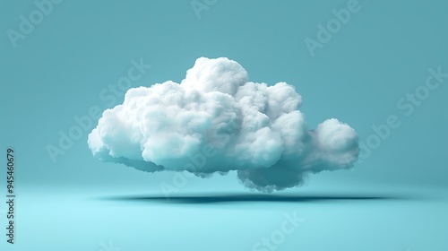 White Cloud Floating on a Blue Background