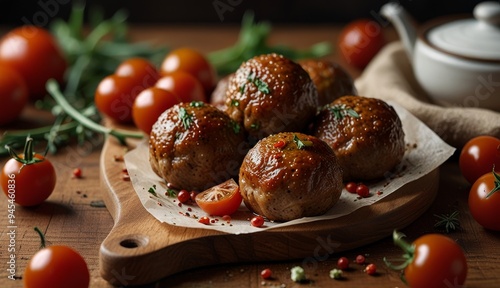 Wallpaper Mural Savory Meatballs with Fresh Tomatoes Torontodigital.ca