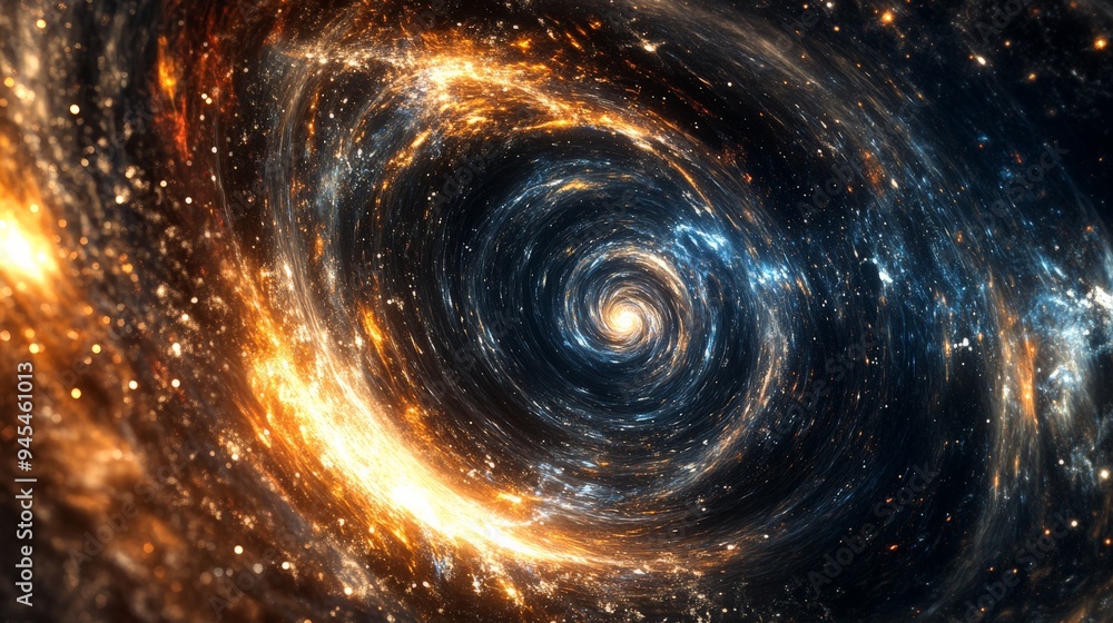 A mesmerizing image of a golden, fiery whirlpool in the vast cosmos, illustrating the dynamic and often cataclysmic nature of celestial bodies. A mesmerizing image of a golden, fiery whirlpool in the vast cosmos, illustrating the dynamic and often cataclysmic nature of celestial bodies.