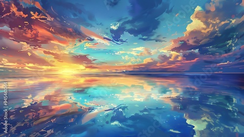 Pink Sunset Over The Ocean