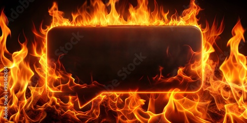 Rectangular flame border intense fire frame dramatic presentation background design photo