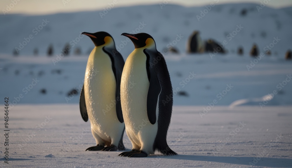 Fototapeta premium Majestic Emperor Penguins in Arctic Landscape