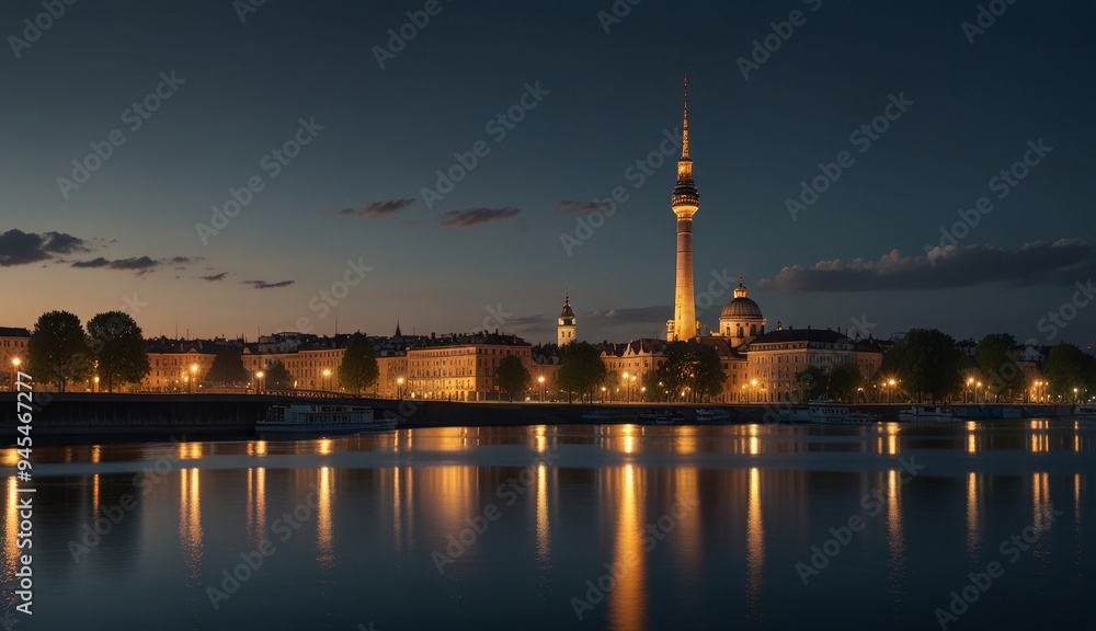 Obraz premium Berlin Skyline at Dusk