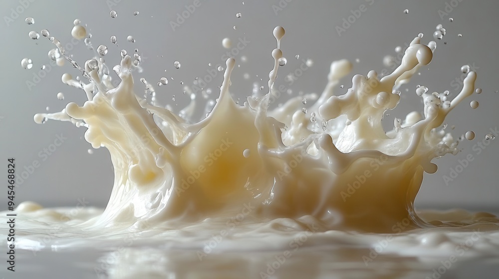 highspeed photograph capturing moment of milk splash crownlike formation with intricate droplets frozen in time against pure white backdrop highspeed photograph capturing moment of milk splash crownlike formation with intricate droplets frozen in time against pure white backdrop
