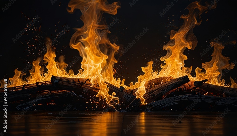 Dramatic Flames Dancing in Darkness Dramatic Flames Dancing in Darkness