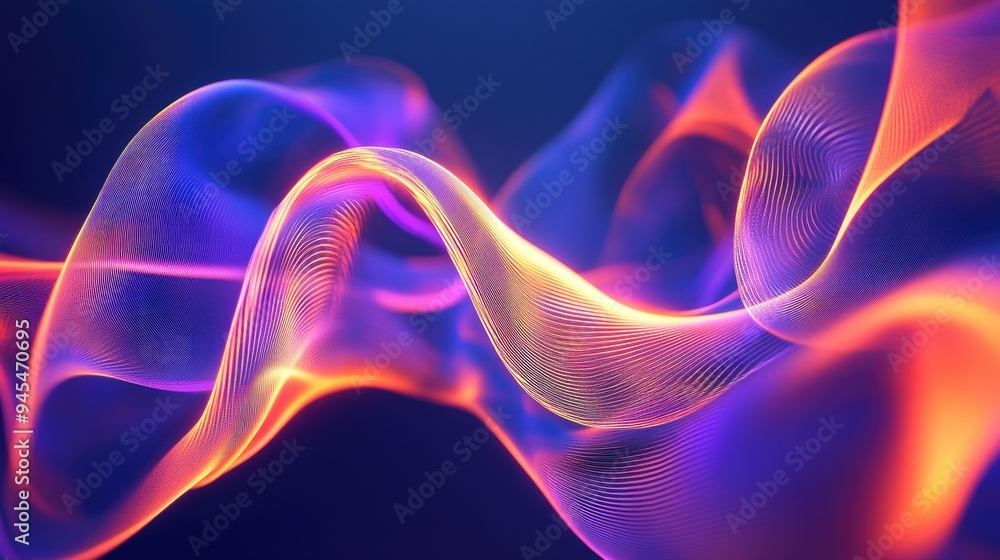 3D rendering of an abstract glowing shape in ultraviolet tones complemented by curvy neon lines against a vibrant backdrop Ideal for advertising marketing and design projects 3D rendering of an abstract glowing shape in ultraviolet tones complemented by curvy neon lines against a vibrant backdrop Ideal for advertising marketing and design projects