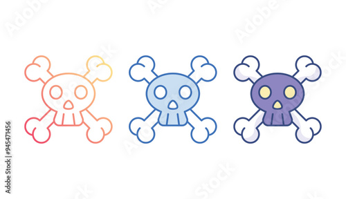 Crossbones icon design with white background stock illustration