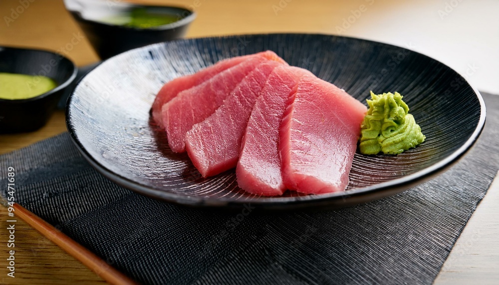 Bluefin tuna sashimi with wasabi cream Bluefin tuna sashimi with wasabi cream