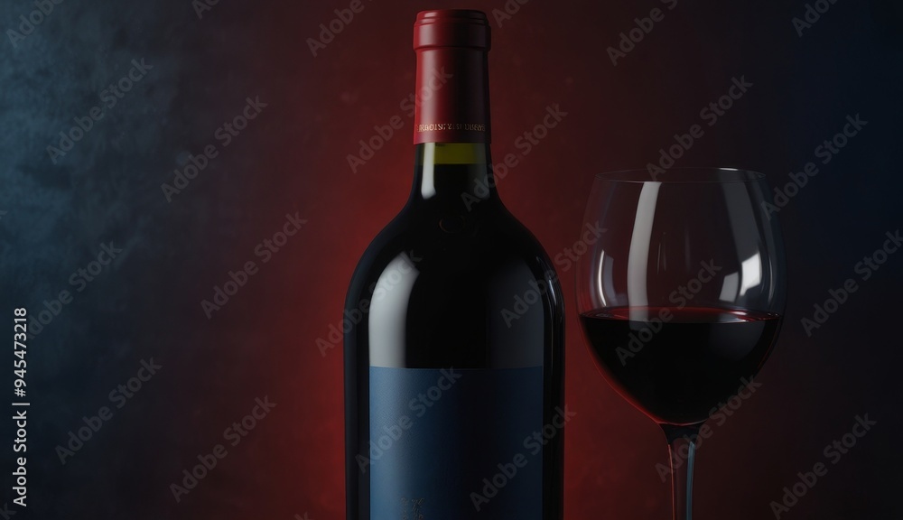 Elegant Red Wine Bottle and Glass Elegant Red Wine Bottle and Glass