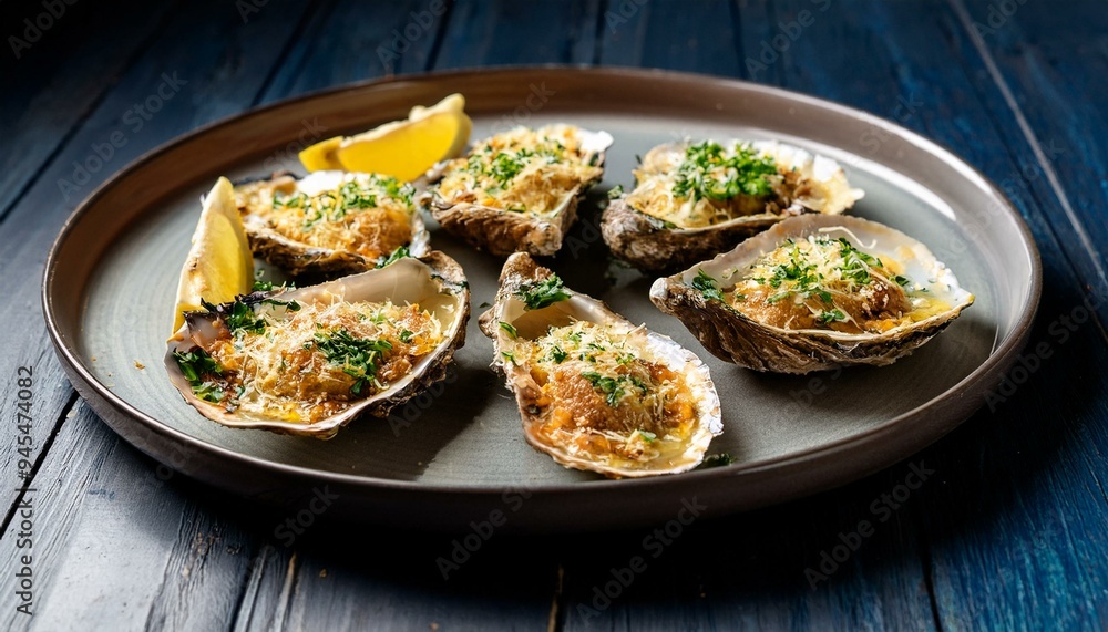 Baked oysters with parmesan and herbs Baked oysters with parmesan and herbs