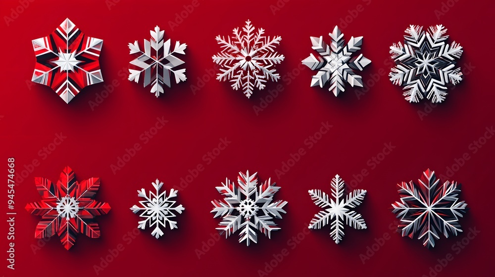 Modern snowflake vector set with a Christmas theme and clean geometric designs Modern snowflake vector set with a Christmas theme and clean geometric designs