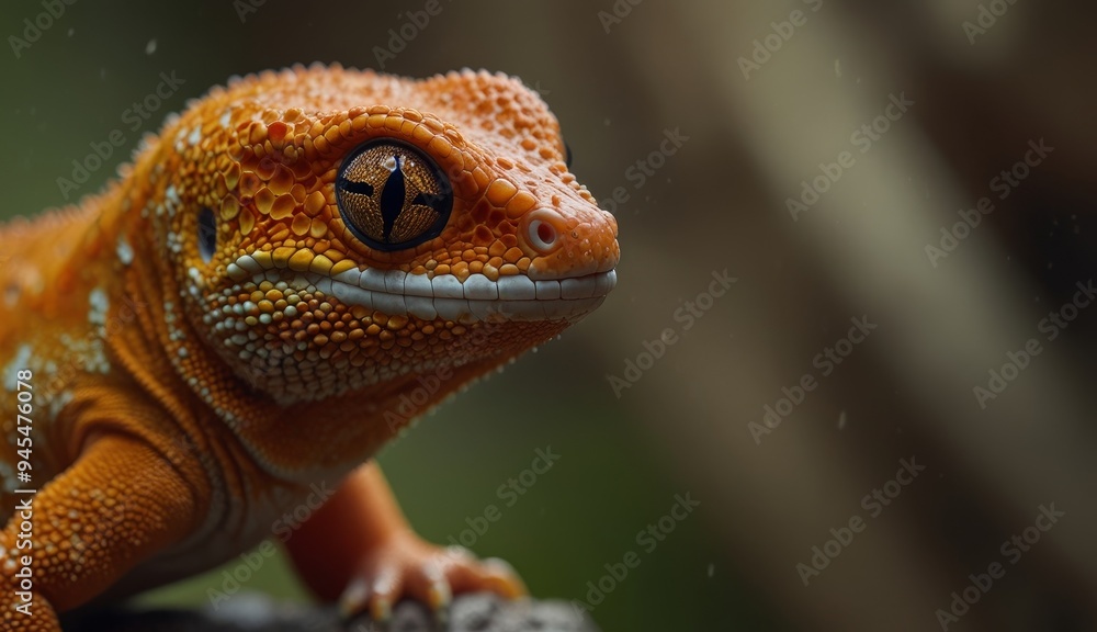 Vibrant Orange Gecko Up Close Vibrant Orange Gecko Up Close