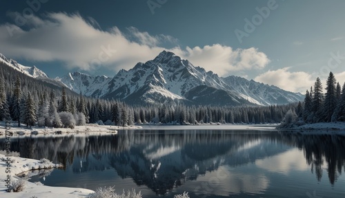 Serene Winter Mountain Reflection