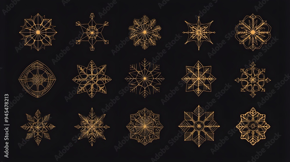 Modern Christmas snowflake vectors with clean lines and geometric shapes Modern Christmas snowflake vectors with clean lines and geometric shapes