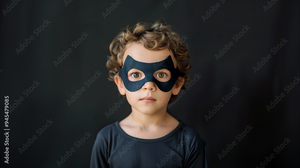 Child in superhero costume with mask Child in superhero costume with mask