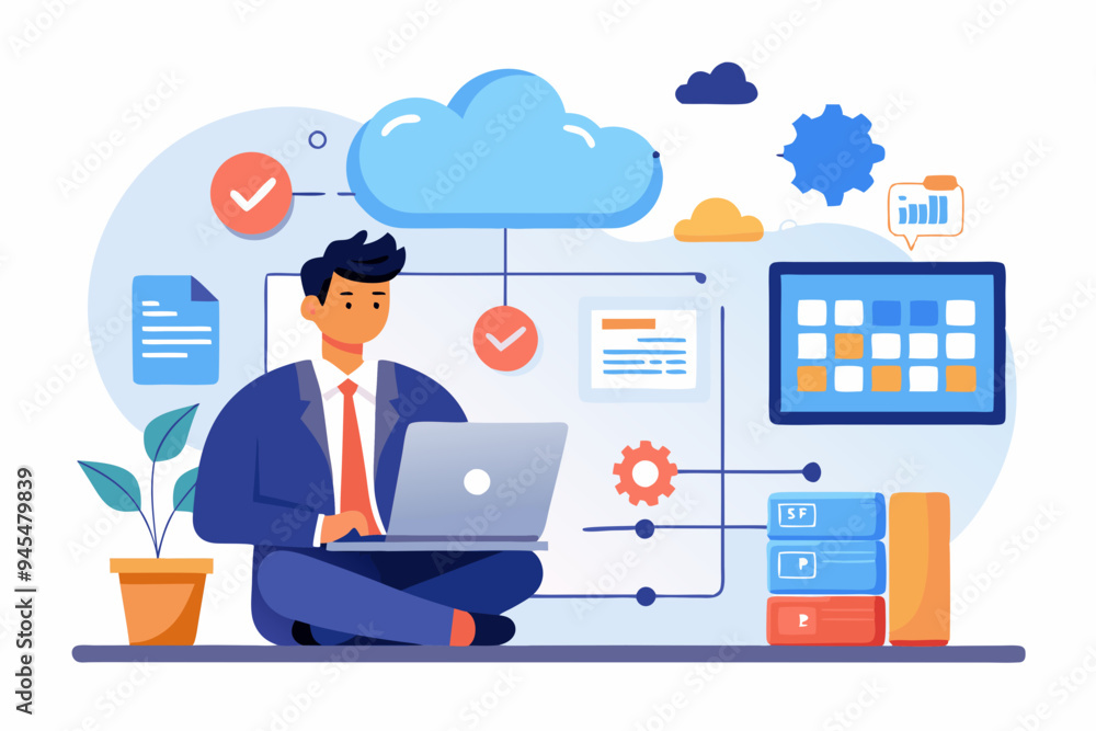 SaaS software as a service, cloud computing software for client subscription, internet web application online platform provider concept, businessman working with computer laptop on SaaS screen
SaaS software as a service, cloud computing software for client subscription, internet web application online platform provider concept, businessman working with computer laptop on SaaS screen