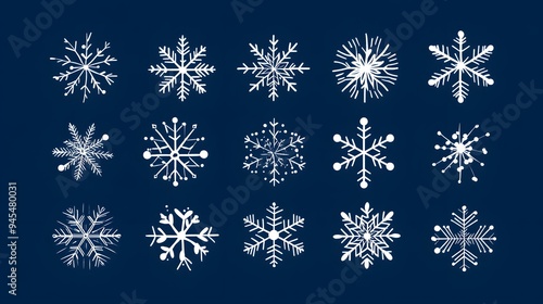 Christmas snowflake vectors with a minimalist design and simple geometric shapes