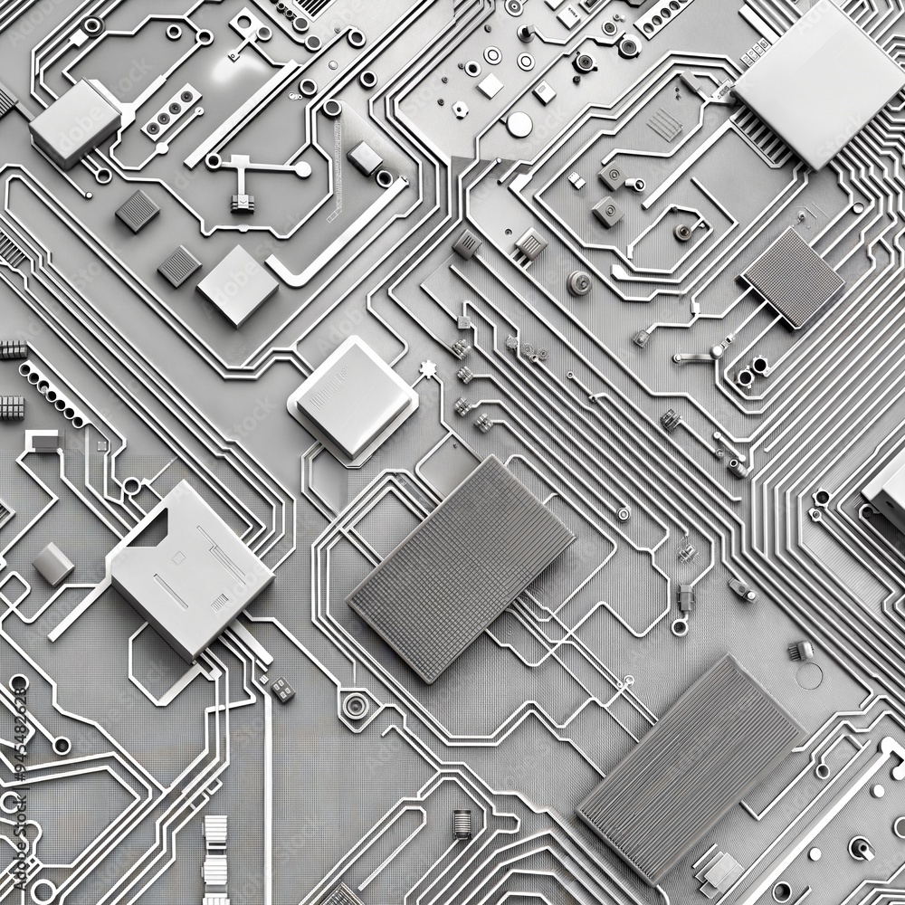 Close-up of Circuit Board with Microchips and Electronic Components - Futuristic Technology Background Close-up of Circuit Board with Microchips and Electronic Components - Futuristic Technology Background