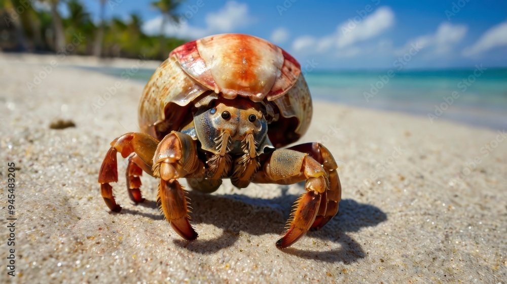 Hermit crab closeup tropical beach Hermit crab closeup tropical beach