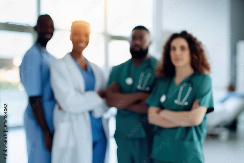 Quality care from a quality team Blurred shot of a team of doctors standing together in a hospital Quality care from a quality team Blurred shot of a team of doctors standing together in a hospital