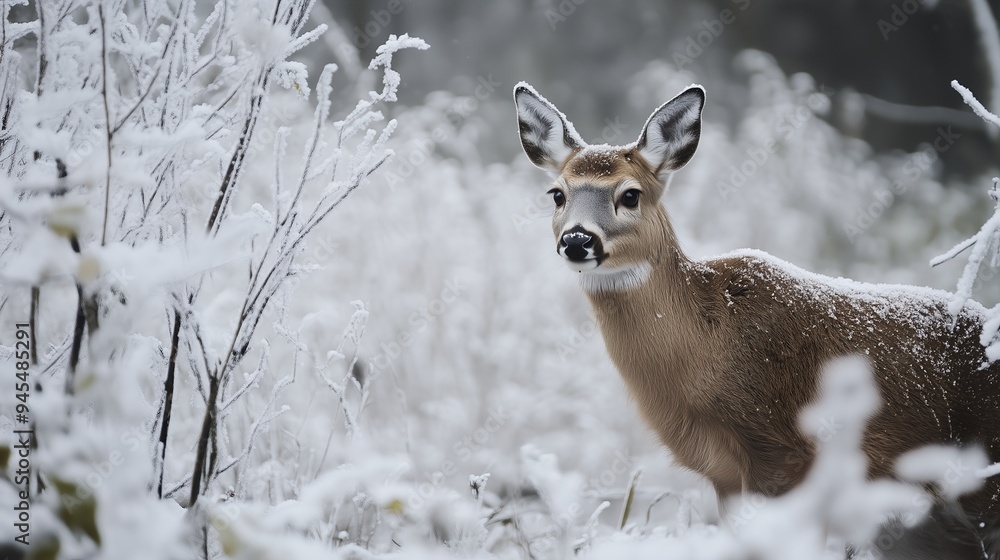 A serene deer stands amidst a snowy landscape, highlighting the beauty of winter wildlife. A serene deer stands amidst a snowy landscape, highlighting the beauty of winter wildlife.