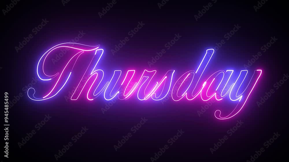 Abstract glowing text day Thursday light neon effect background animation. Saturday text animation: 4K Motion Graphics Abstract glowing text day Thursday light neon effect background animation. Saturday text animation: 4K Motion Graphics