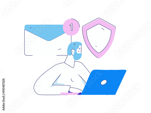 Business network security character flat vector concept operation hand drawn illustration
