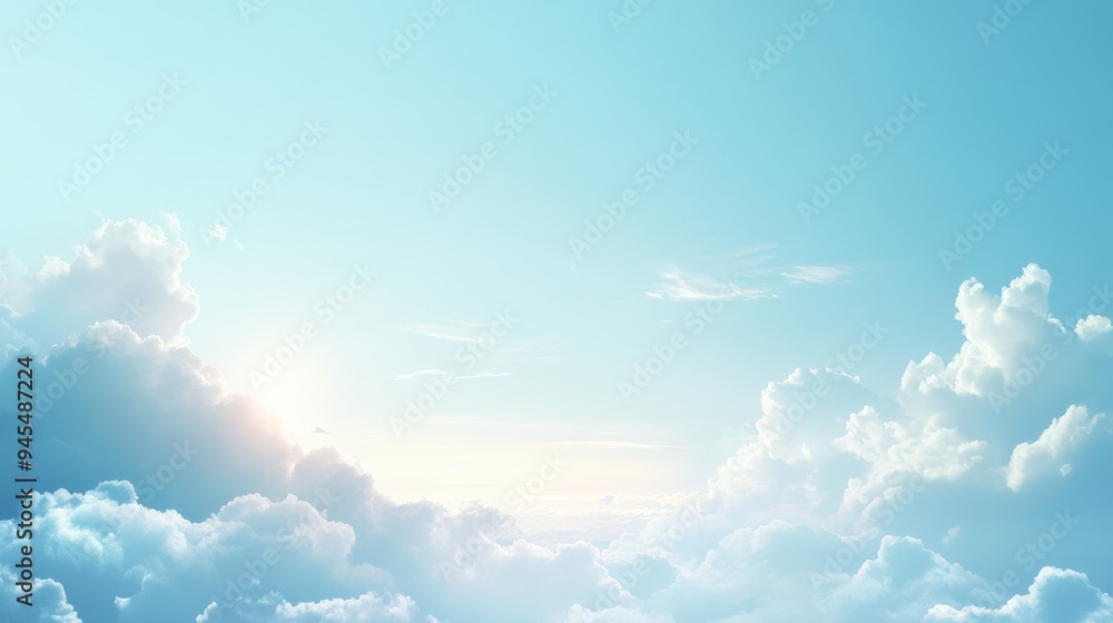 Beautiful Blue Sky With Fluffy White Clouds. Beautiful Blue Sky With Fluffy White Clouds.