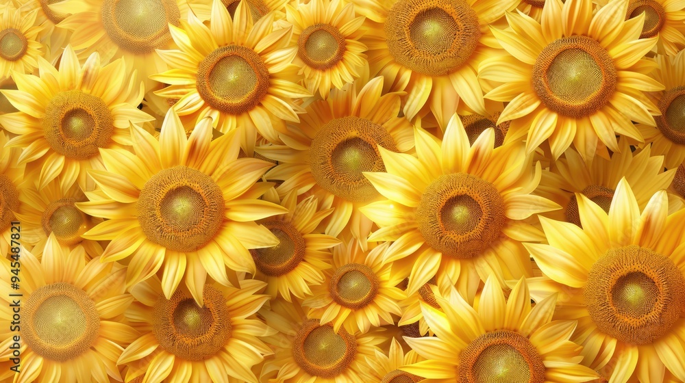 Bright yellow sunflowers in full bloom, filling the entire frame. Natural photography style. Floral background. Concept of summer and nature beauty. Bright yellow sunflowers in full bloom, filling the entire frame. Natural photography style. Floral background. Concept of summer and nature beauty.