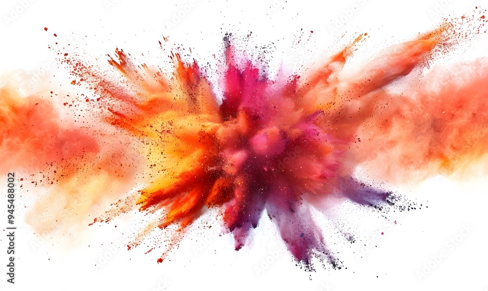 Explosion of coloured powder isolated on white background. Explosion of coloured powder isolated on white background.