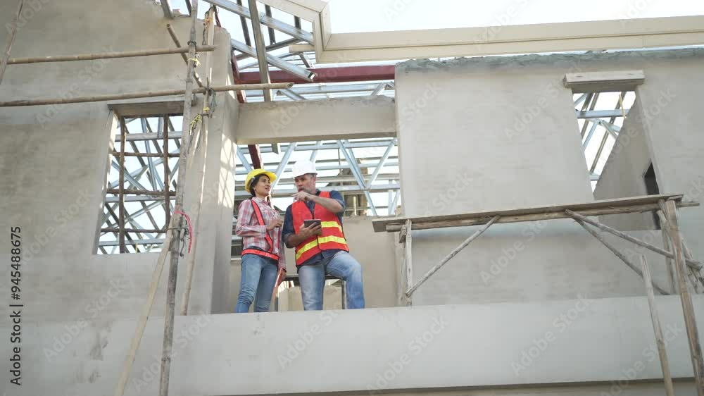 Blue collar workers are building house. Construction and blue collar worker. Blue collar workers are building house. Construction and blue collar worker.