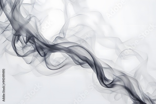 A close up of thin ethereal smoke tendrils weaving together against a white background, AI Generated photo