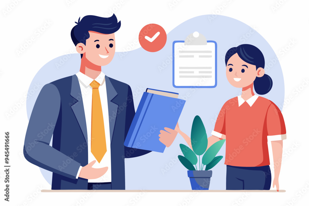 Employee handbook, manual for onboarding new staff, procedure or rule for welcome new hire to know company, business manual for success concept, businessman hand holding handbook with new employees.
Employee handbook, manual for onboarding new staff, procedure or rule for welcome new hire to know company, business manual for success concept, businessman hand holding handbook with new employees.